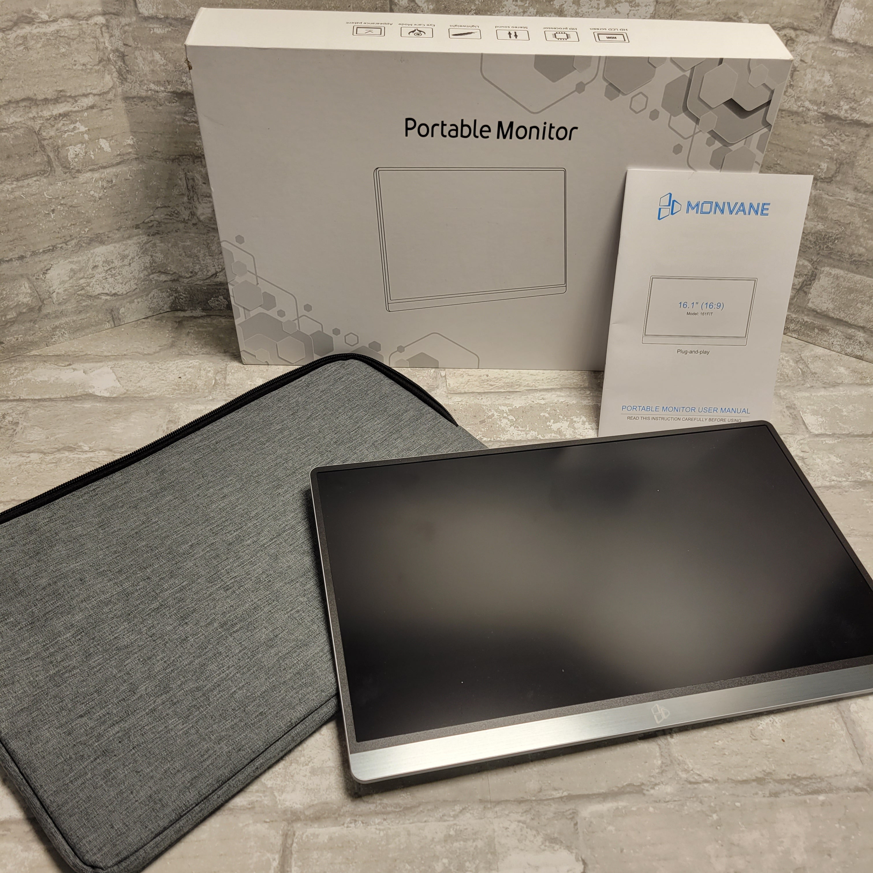 MONVANE 16.1" Wired or Wireless Portable External Computer Monitor 1080P (8041338241262)